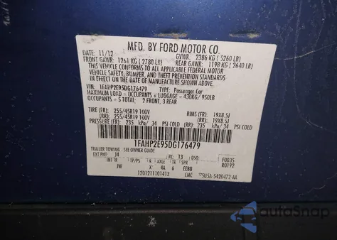 2013 Ford Taurus Sel z USA, uszkodzony, nr VIN 1FAHP2E95DG176479